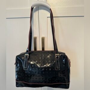 Arcadia Monogram Black Patent Leather Handbag